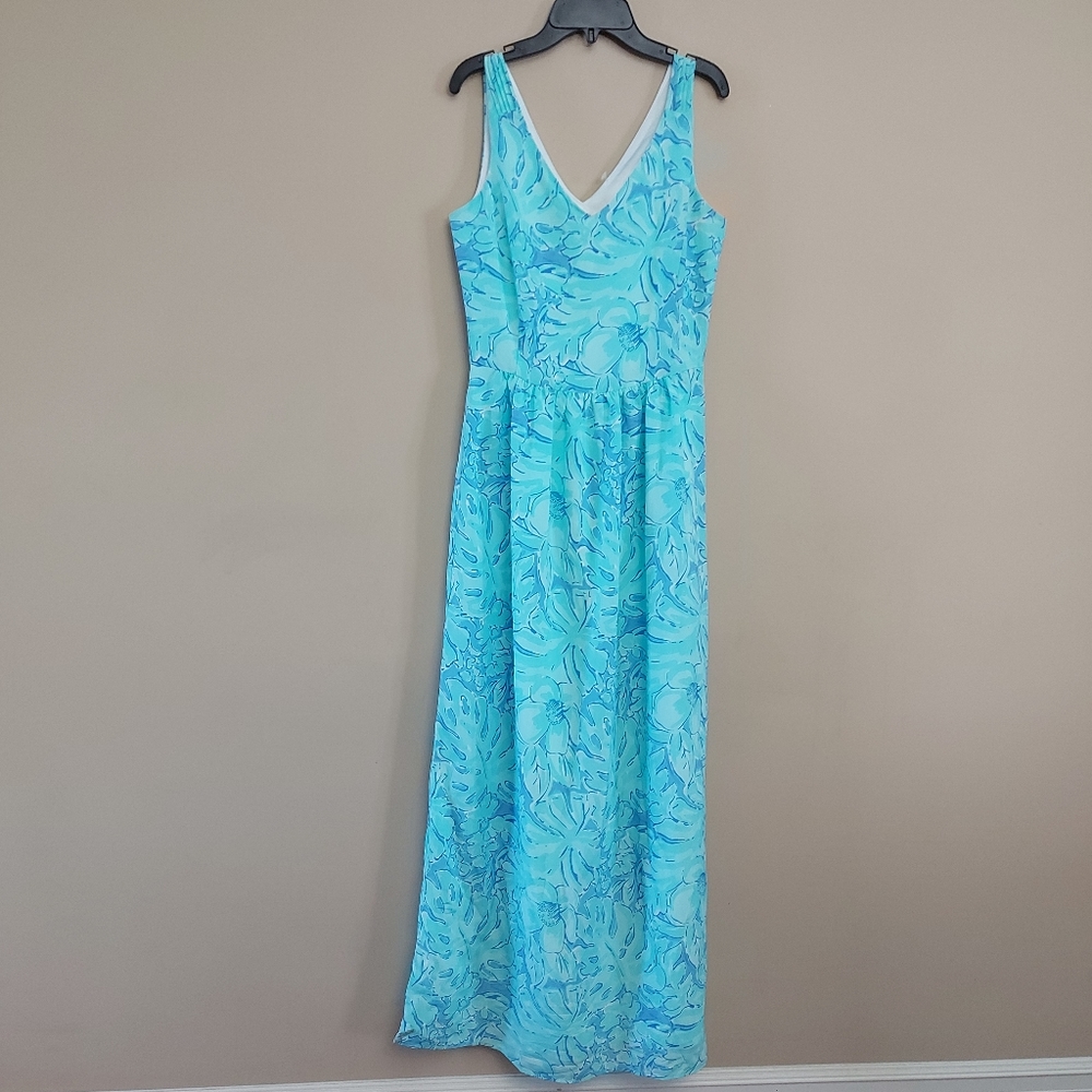 Vineyard Vines floral turquoise maxi dress